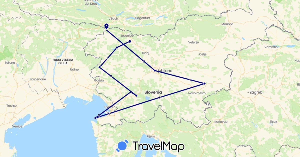 TravelMap itinerary: driving in Slovenia (Europe)